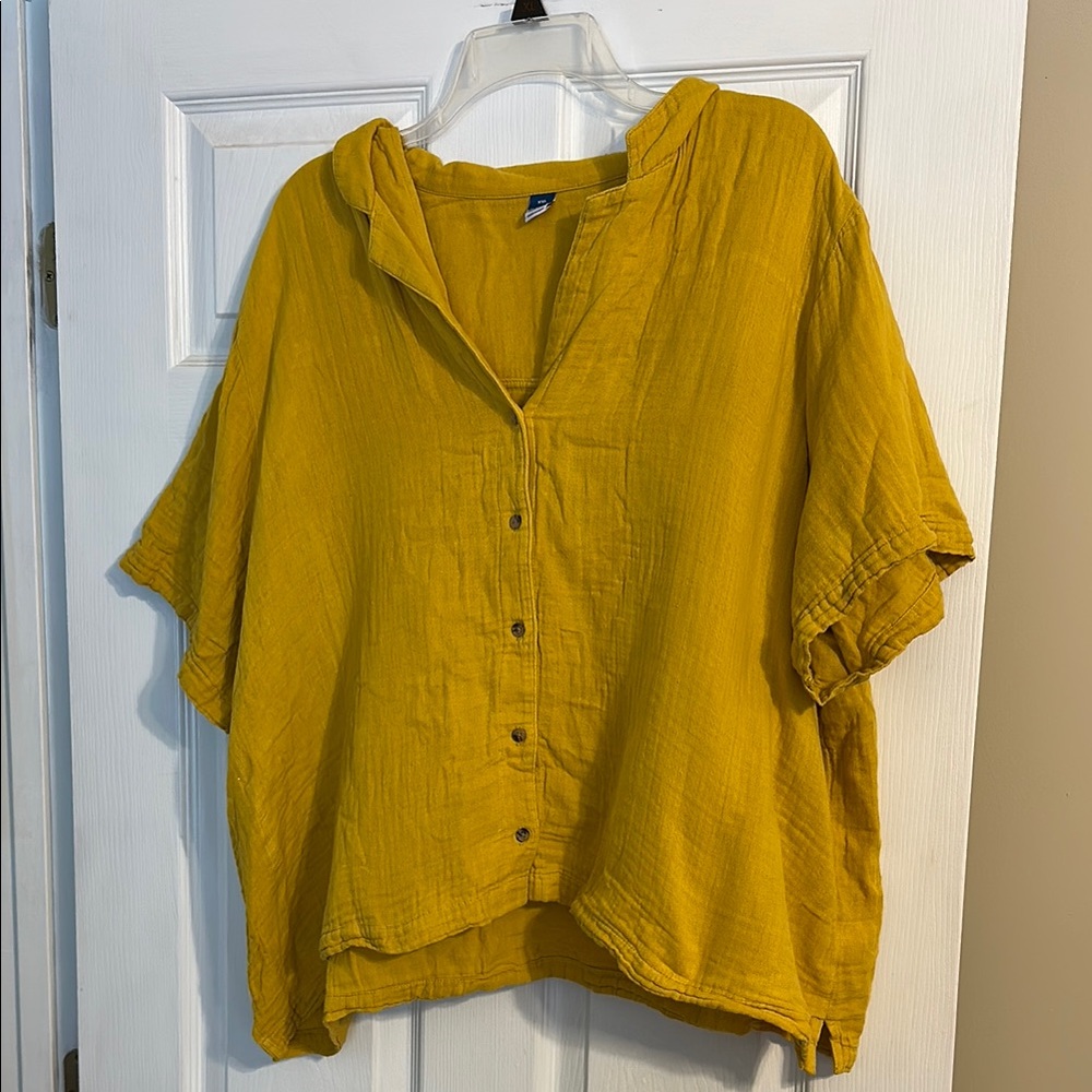 Mustard Button-Up Women's Top